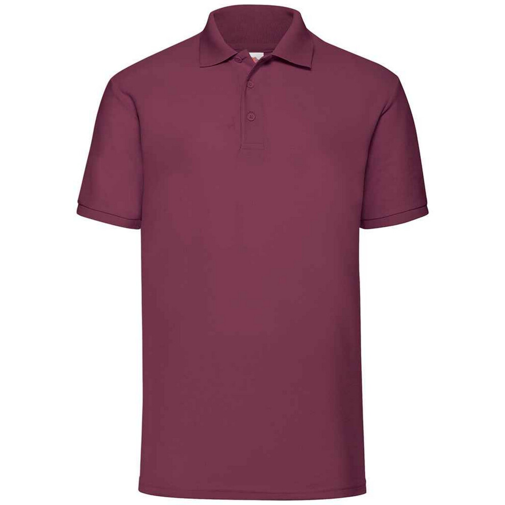 (M, Burgundy) Fruit Of The Loom Mens Pique Polo Shirt