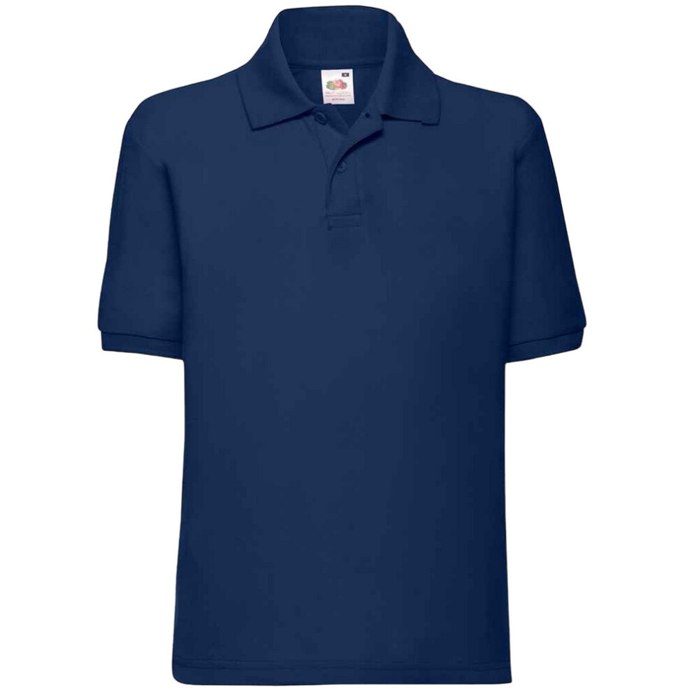 (5-6 Years, Navy) Fruit of the Loom Childrens/Kids 65/35 Plain Pique Polo Shirt