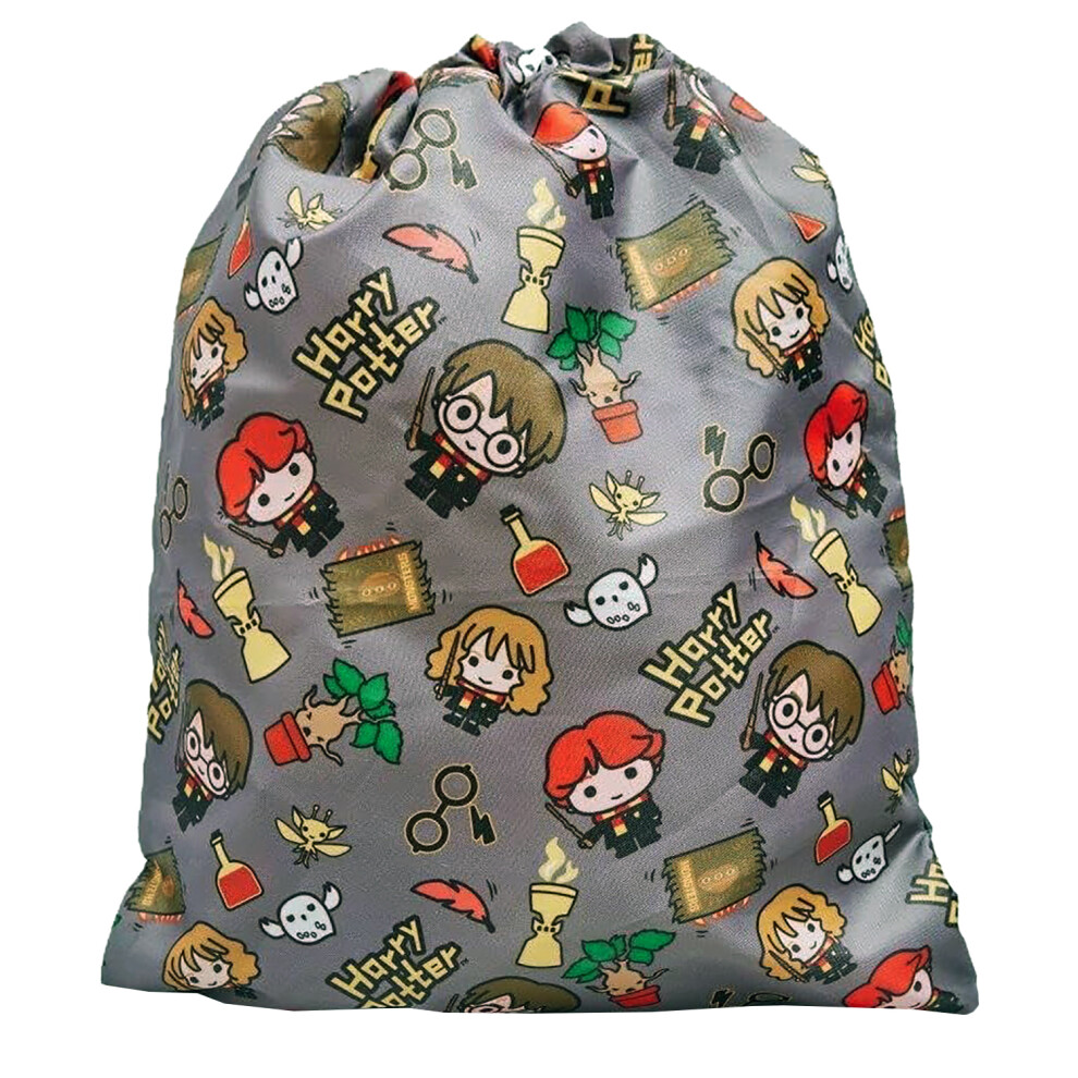 Harry Potter Charms Drawstring Bag P.e. Gym School Swimming Sport Grey