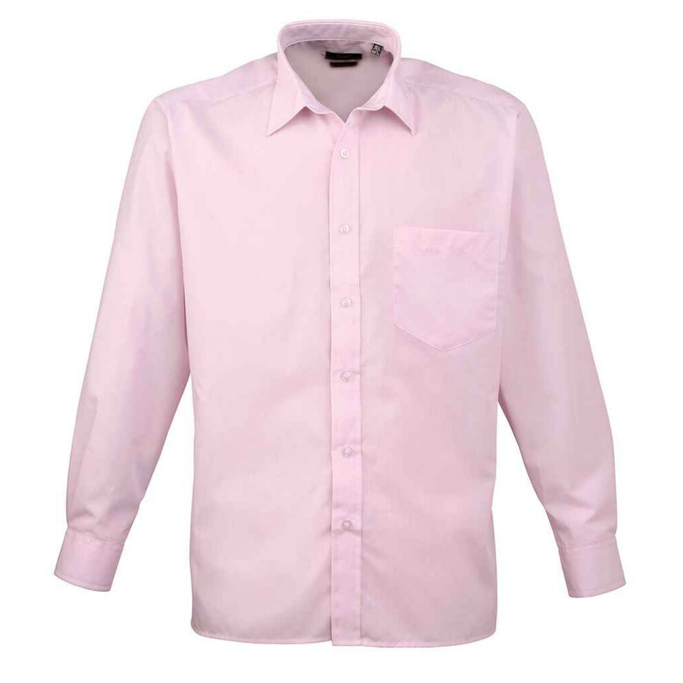 (18in, Pink) Premier Mens Poplin Long-Sleeved Shirt