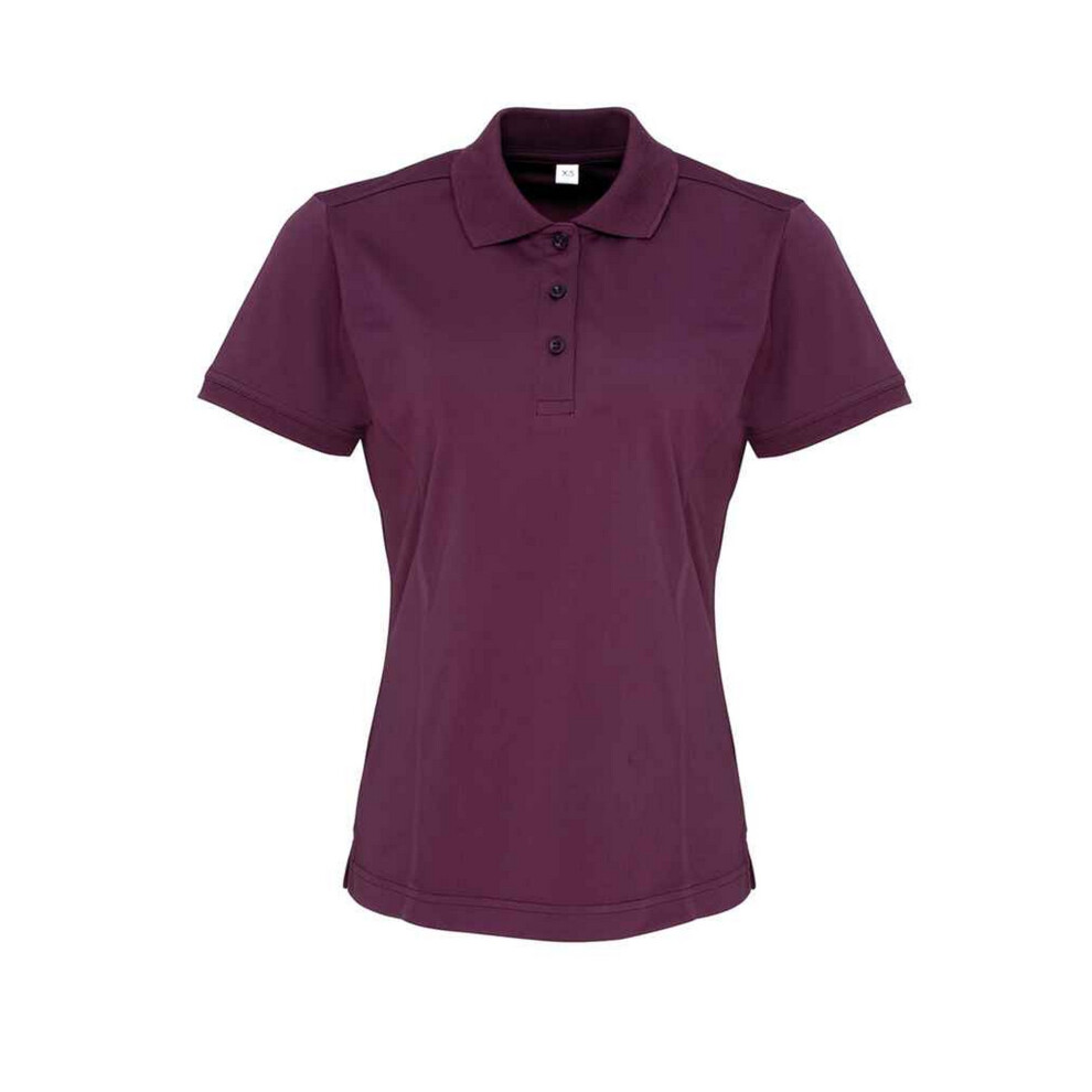 (18 UK, Aubergine) Premier Womens/Ladies Coolchecker Pique Polo Shirt