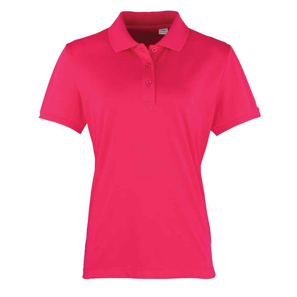 (16 UK, Hot Pink) Premier Womens/Ladies Coolchecker Pique Polo Shirt