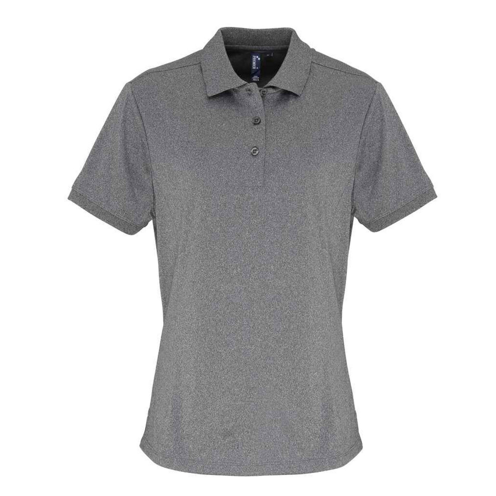 (8 UK, Grey Melange) Premier Womens/Ladies Coolchecker Pique Polo Shirt