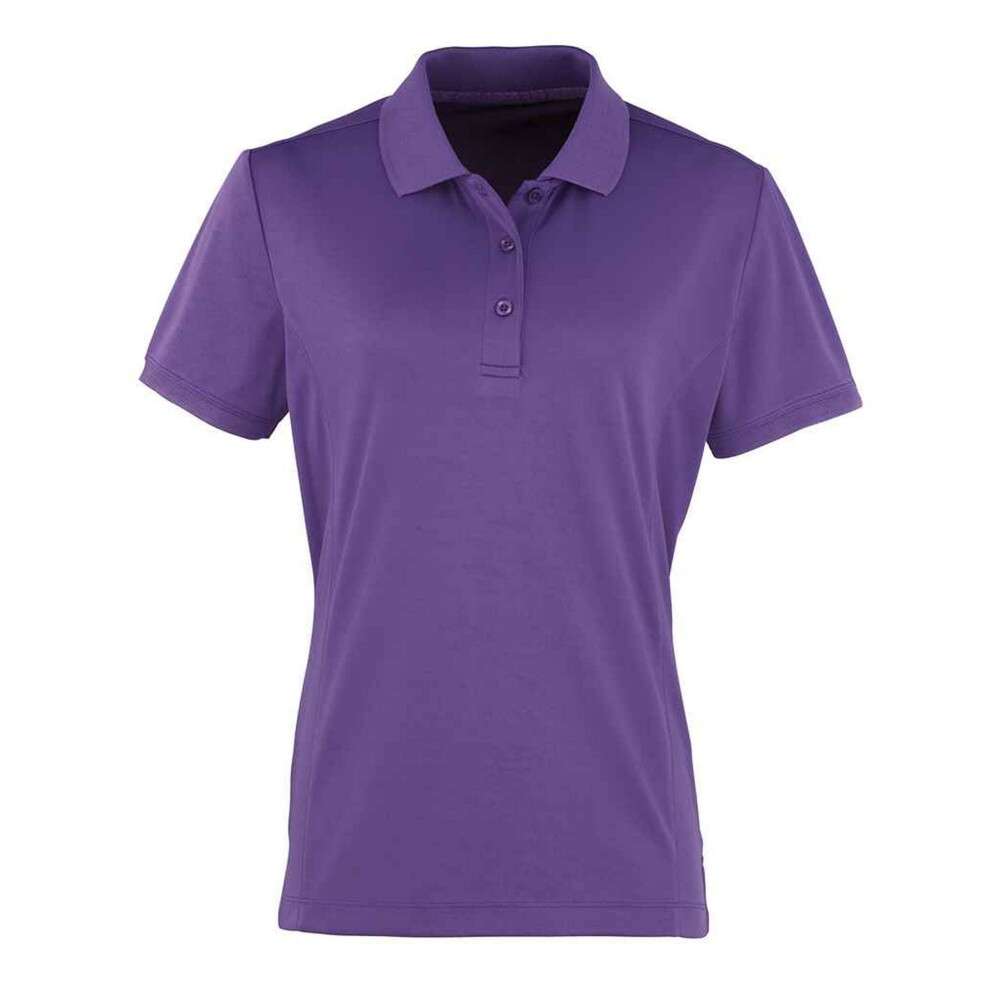 (10 UK, Purple) Premier Womens/Ladies Coolchecker Pique Polo Shirt