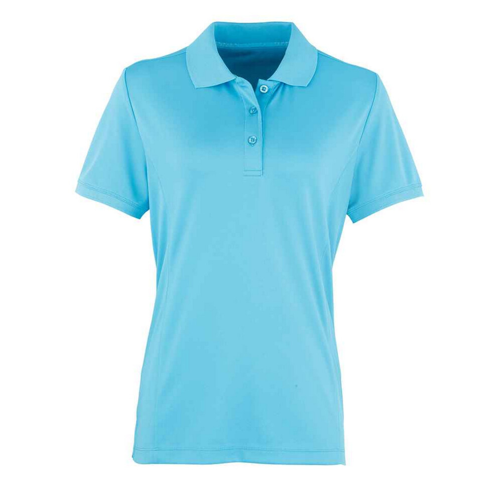 (16 UK, Turquoise) Premier Womens/Ladies Coolchecker Pique Polo Shirt