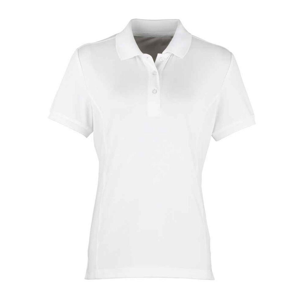 (18 UK, White) Premier Womens/Ladies Coolchecker Pique Polo Shirt