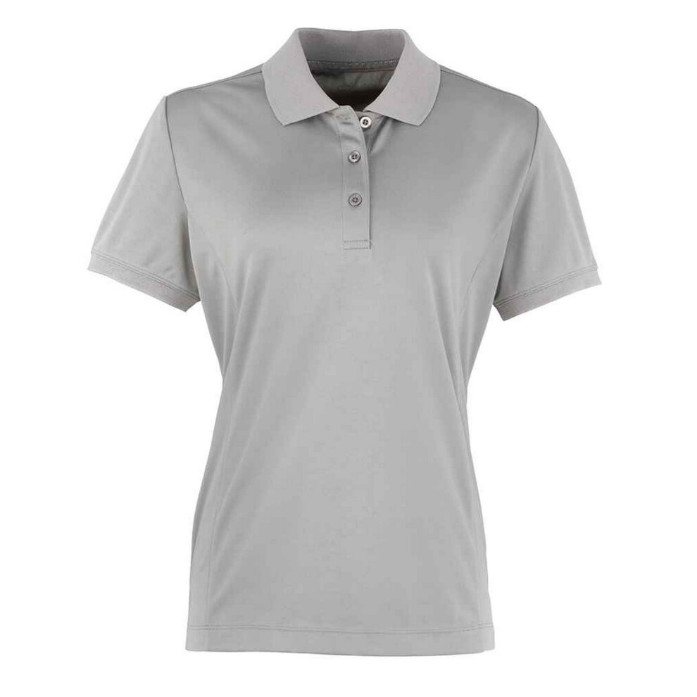 (16 UK, Silver) Premier Womens/Ladies Coolchecker Pique Polo Shirt