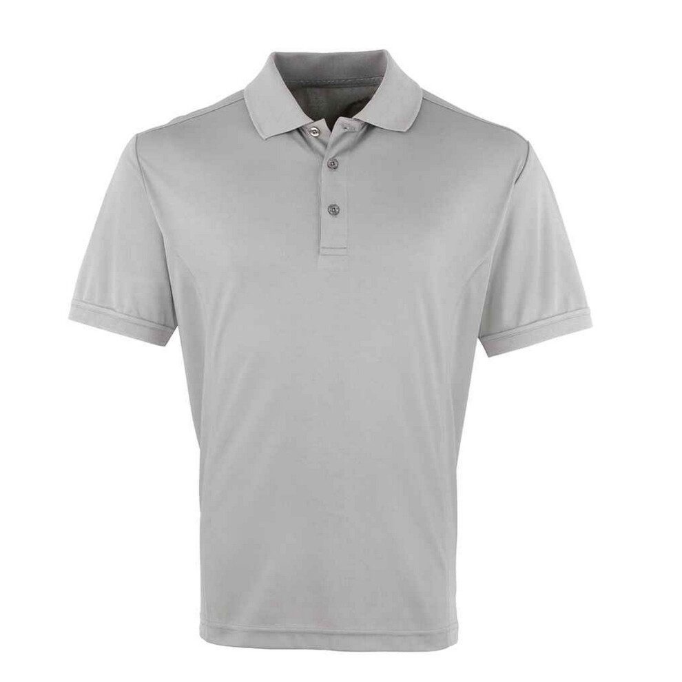 (4XL, Silver) Premier Mens Coolchecker Pique Polo Shirt