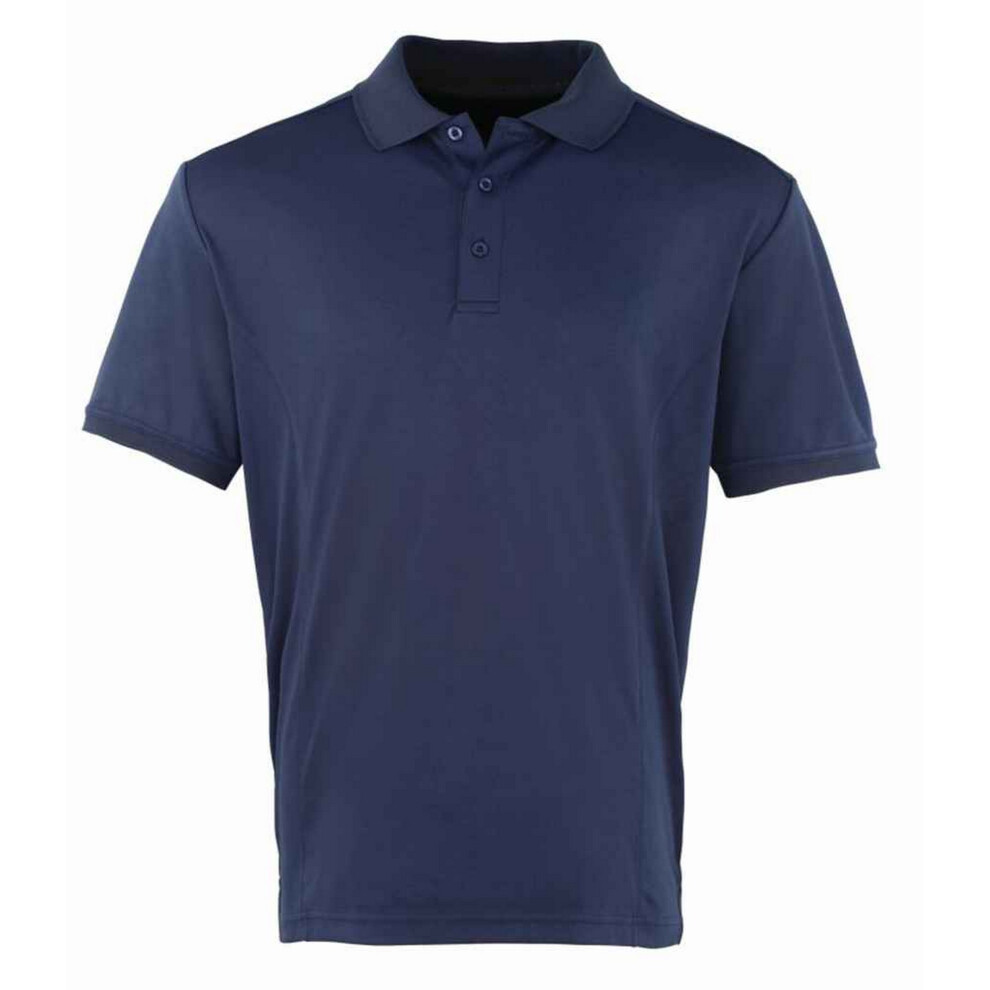 (L, Navy) Premier Mens Coolchecker Pique Polo Shirt