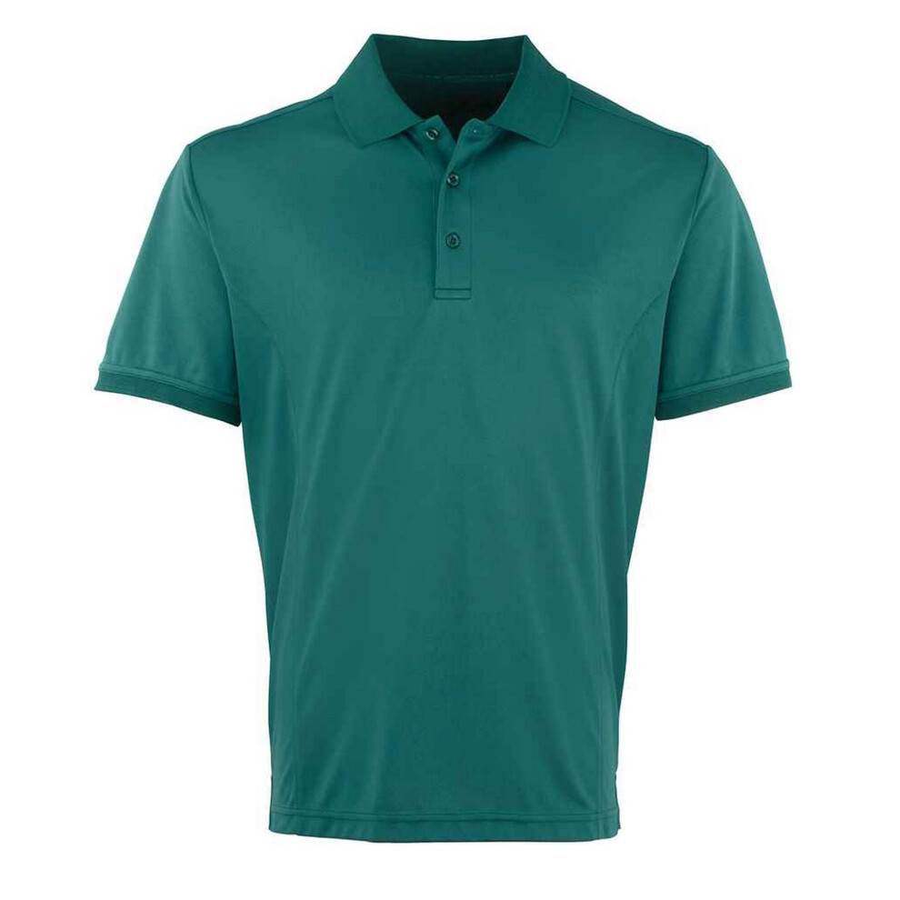 (L, Bottle Green) Premier Mens Coolchecker Pique Polo Shirt