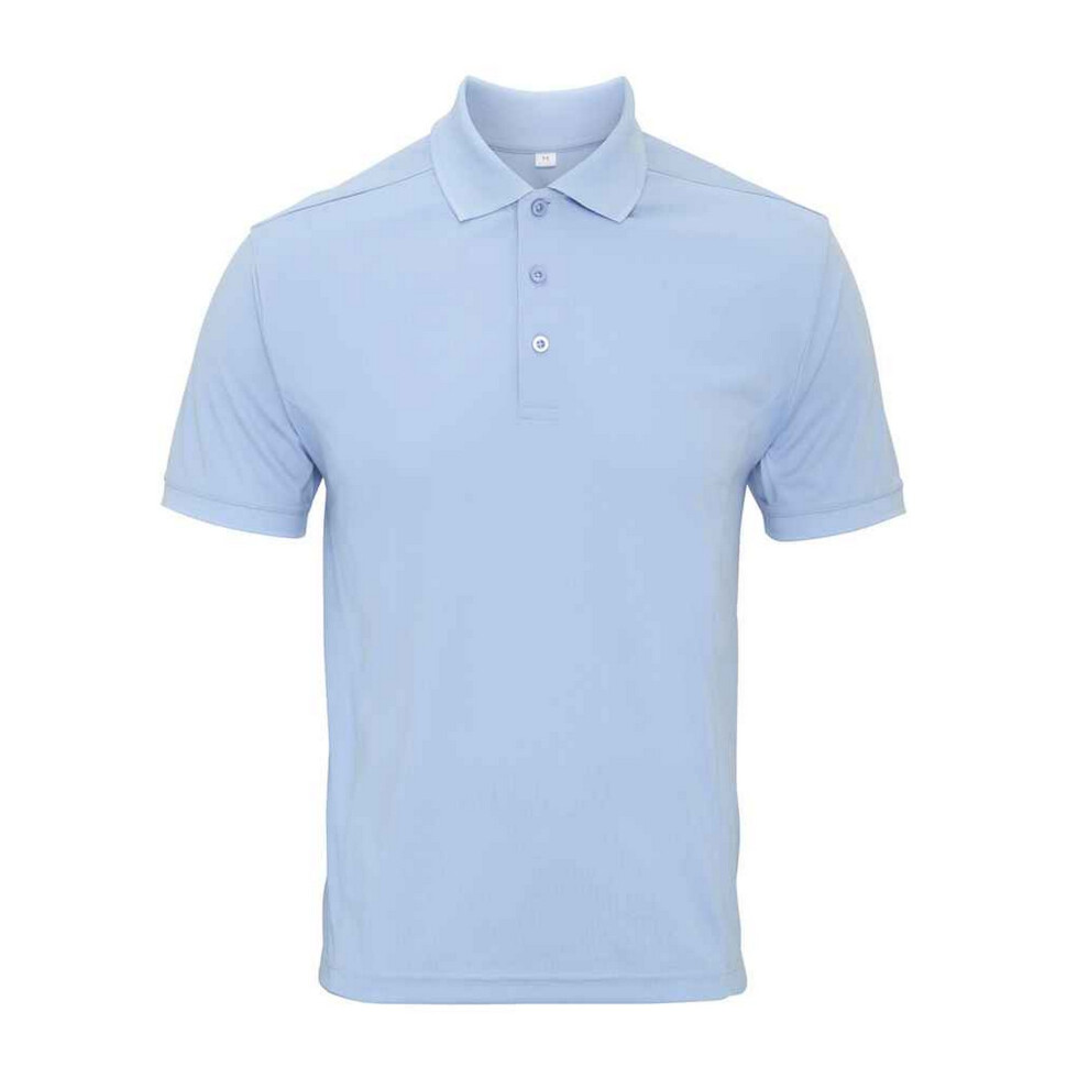 (XXL, Light Blue) Premier Mens Coolchecker Pique Polo Shirt