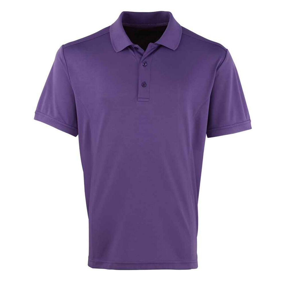 (L, Purple) Premier Mens Coolchecker Pique Polo Shirt