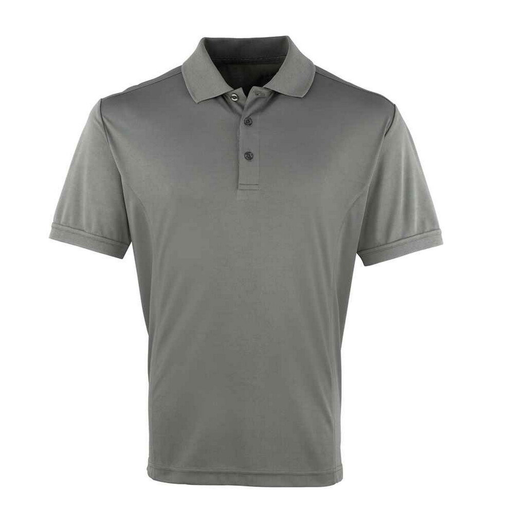 (M, Dark Grey) Premier Mens Coolchecker Pique Polo Shirt