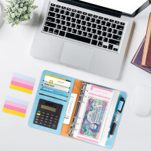 30 Stück Budget Binder mit Taschenrechner A6 Leder Geld Sparen Brieftasche