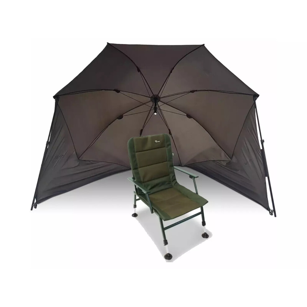 NGT CARP 50" Waterproof Brolly Umbrella Coarse Fishing Day Shelter & XPR Chair