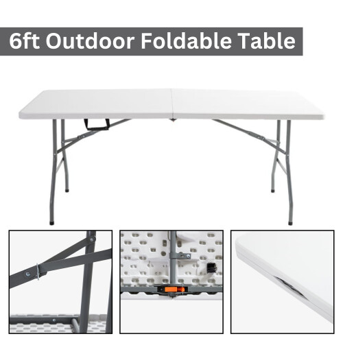 Plastic Outdoor Folding Table 6ft, Folding Outdoor Camping Picnic Tables 2