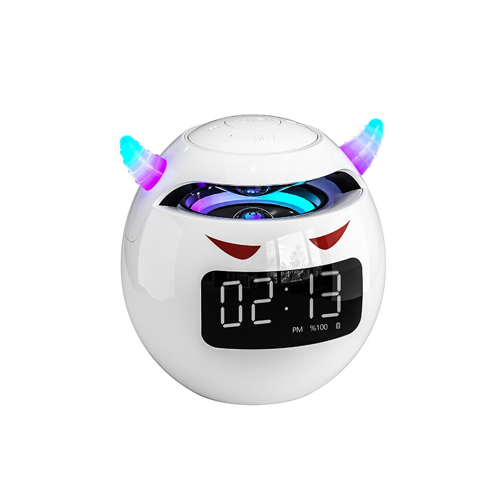 (White) Bluetooth Speaker Audio with LED Digital Alarm Clock Music Player Wireless Ball Shape Clock Speaker Mini Speaker Alarm Clock-image-OPC-PF2RPPP-NEW