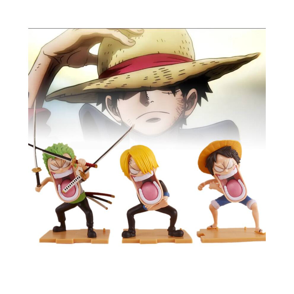 One Piece Action Figure 3pcs Character Toy Luffy Zoro Sanji Desktop Decoration