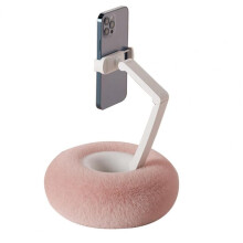 ( Pink A) Adjustable Phone Angle Portable Stand Plush Pillow Phone Holder Adjustable Mount for Desktop Bed Sofa with 360
