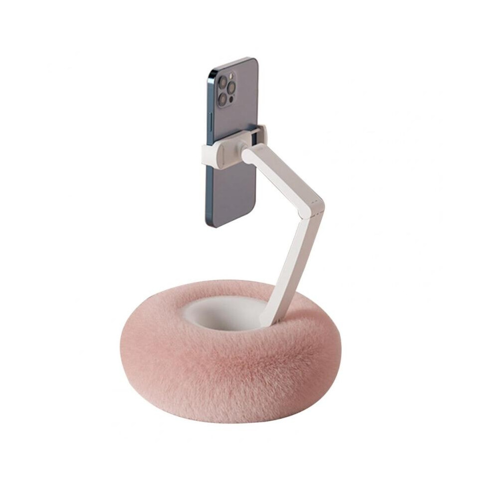 ( Pink A) Adjustable Phone Angle Portable Stand Plush Pillow Phone Holder Adjustable Mount for Desktop Bed Sofa with 360