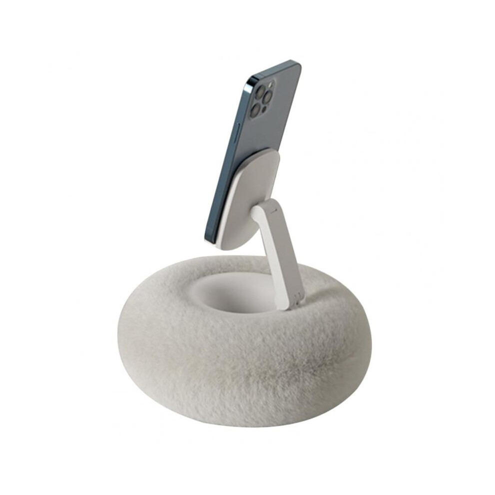 ( Beige C) Adjustable Phone Angle Portable Stand Plush Pillow Phone Holder Adjustable Mount for Desktop Bed Sofa with 360