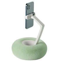 ( Green A) Adjustable Phone Angle Portable Stand Plush Pillow Phone Holder Adjustable Mount for Desktop Bed Sofa with 360