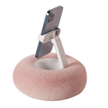 ( Pink B) Adjustable Phone Angle Portable Stand Plush Pillow Phone Holder Adjustable Mount for Desktop Bed Sofa with 360