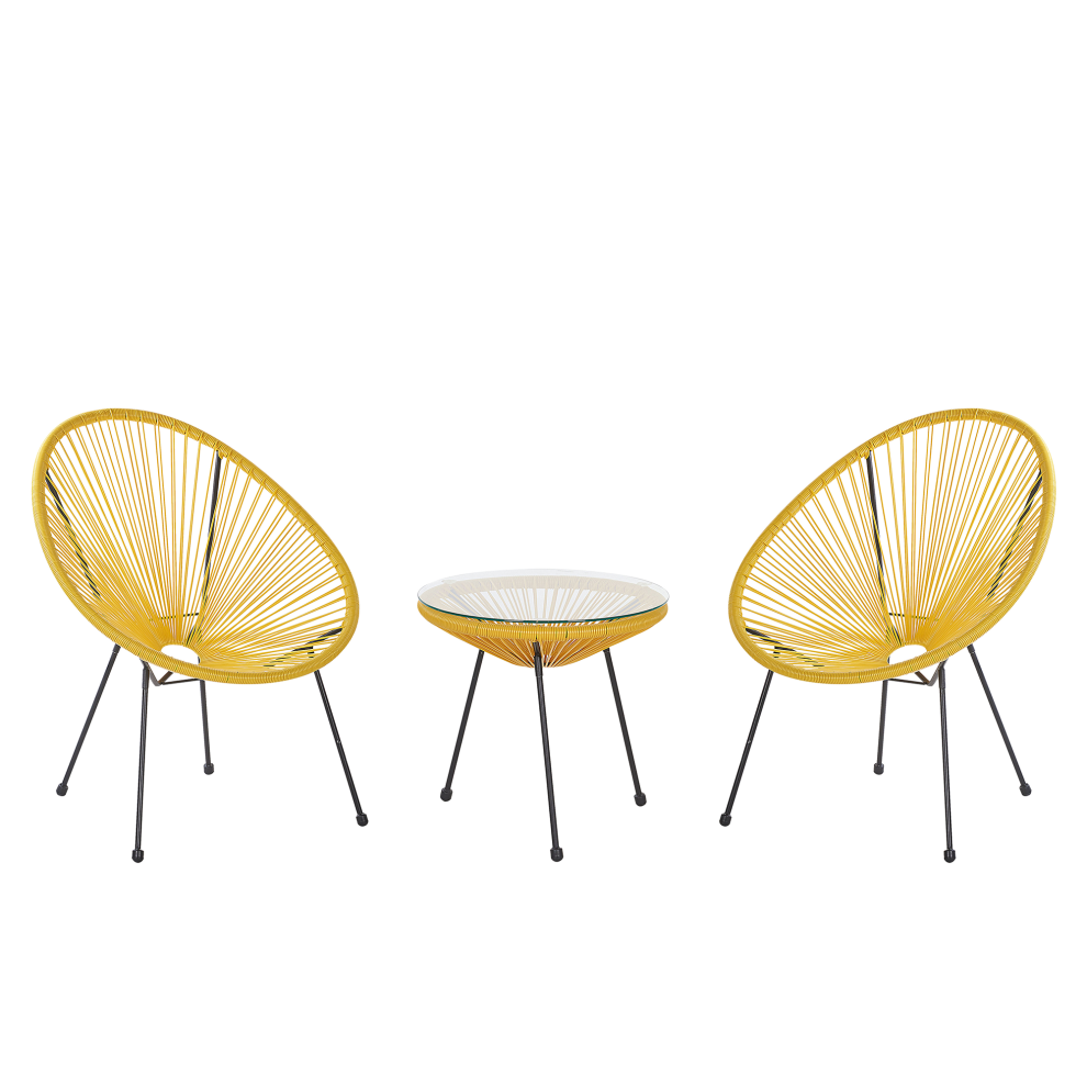 Bistro Set ACAPULCO II PE Rattan Yellow