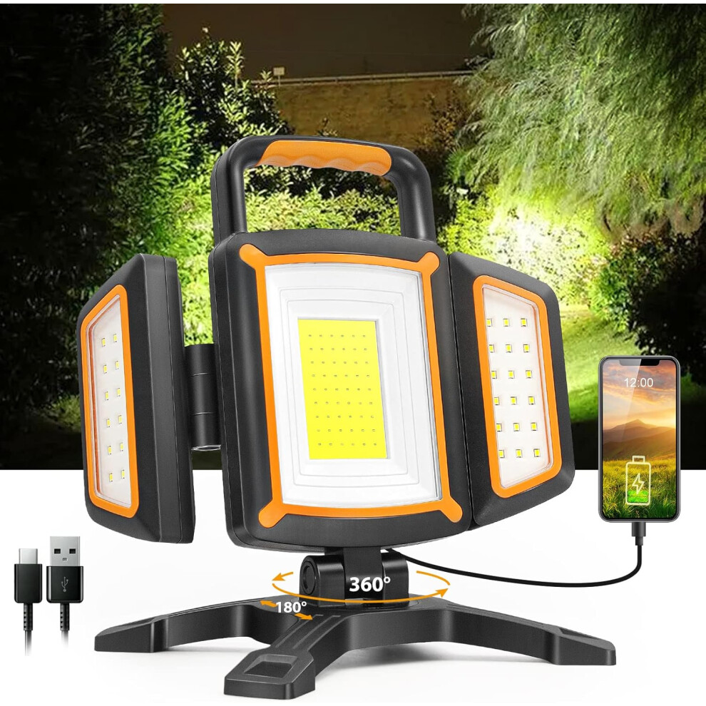 30W Rechargeable Work Light, 3000 Lumen Battery Powered Magnetic Work Light, Waterproof Portable Rechargeable Job Site Lighting For Construction Sites 6921572289980