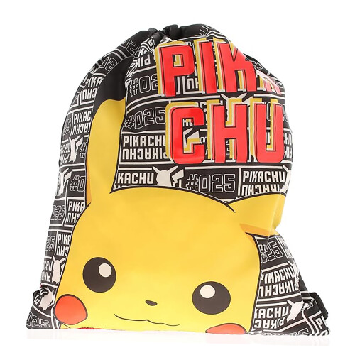 Pokémon Pokemon Pikachu Drawstring Bag Pull String Gym School Swimming Black