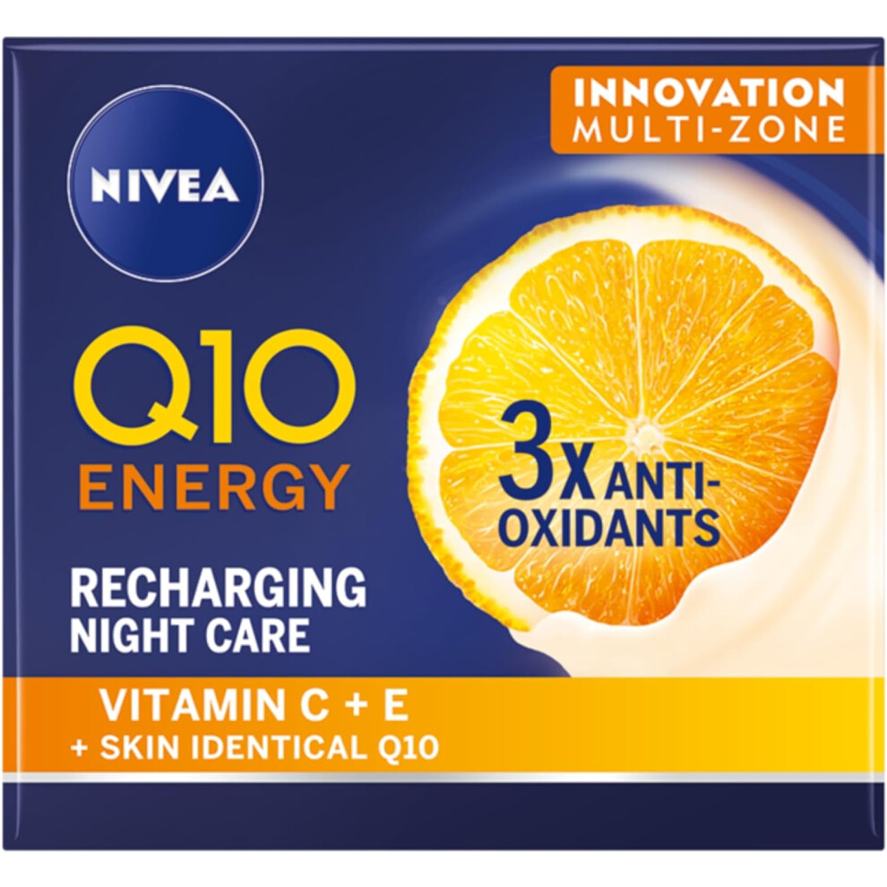 NIVEA Q10 Energy Recharging Face Night Cream (50ml), Energising Night Cream Women, Hydrating Night Face Cream, Recharging Face Cream Vitamin C and Q10