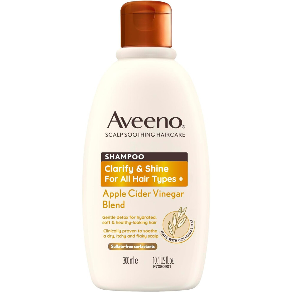 Aveeno Clarify and Shine Apple Cider Vinegar Scalp Soothing Shampoo for all Hair Types 300ml