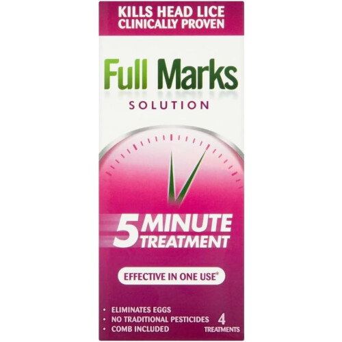 Full Marks Solution 4 Treatments, to Kill Head Lice and Nit Eggs Solution with Nit Comb Included , 200 ml , Pack of 1 1