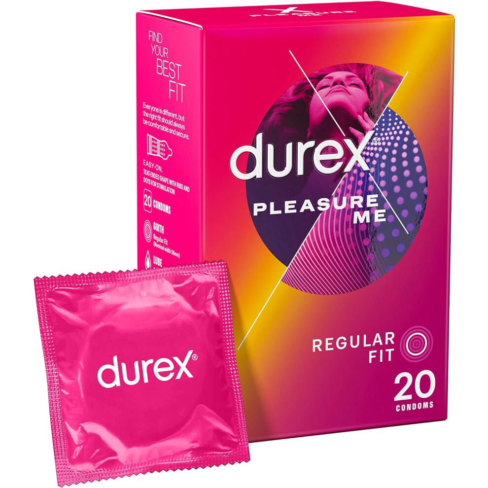 Durex Pleasure Me Condoms Ribbed & Dotted Regular Fit 20s