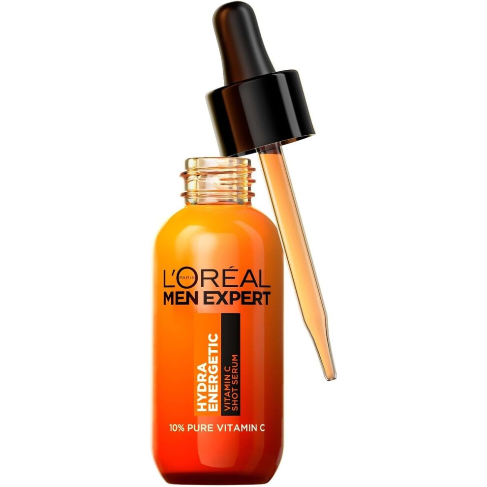 L OrÃ©al Paris Men Expert Vitamin C Shot Serum 30ml Hydra Energetic Serum With 10 Pure Vitamin C Dull Dry Skin Brightens Smooths and Refreshes Skin