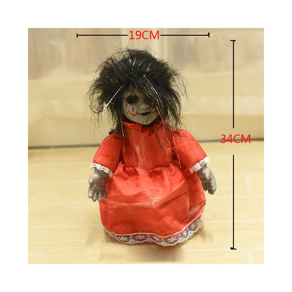 (01) Halloween Ghost Doll Scary Creepy Witch Hanging Decor Voicce Activated Doll Light