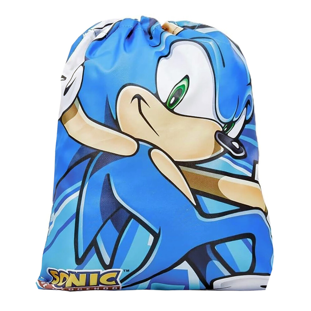 Sonic The Hedgehog Drawstring Bag Pull String P.E. Gym School Swimming