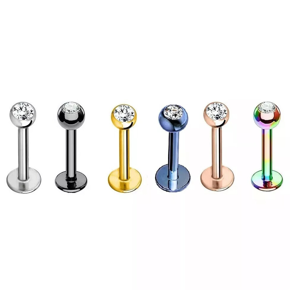 (Silver) Labret Monroe Lip Bar Tragus Cartilage Helix Ear Ring Stud Upper Ear Piercing UK