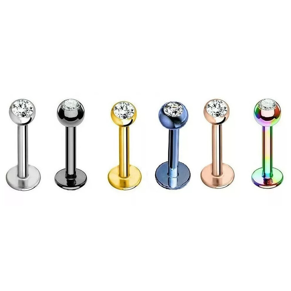 (Rose Gold) Labret Monroe Lip Bar Tragus Cartilage Helix Ear Ring Stud Upper Ear Piercing UK