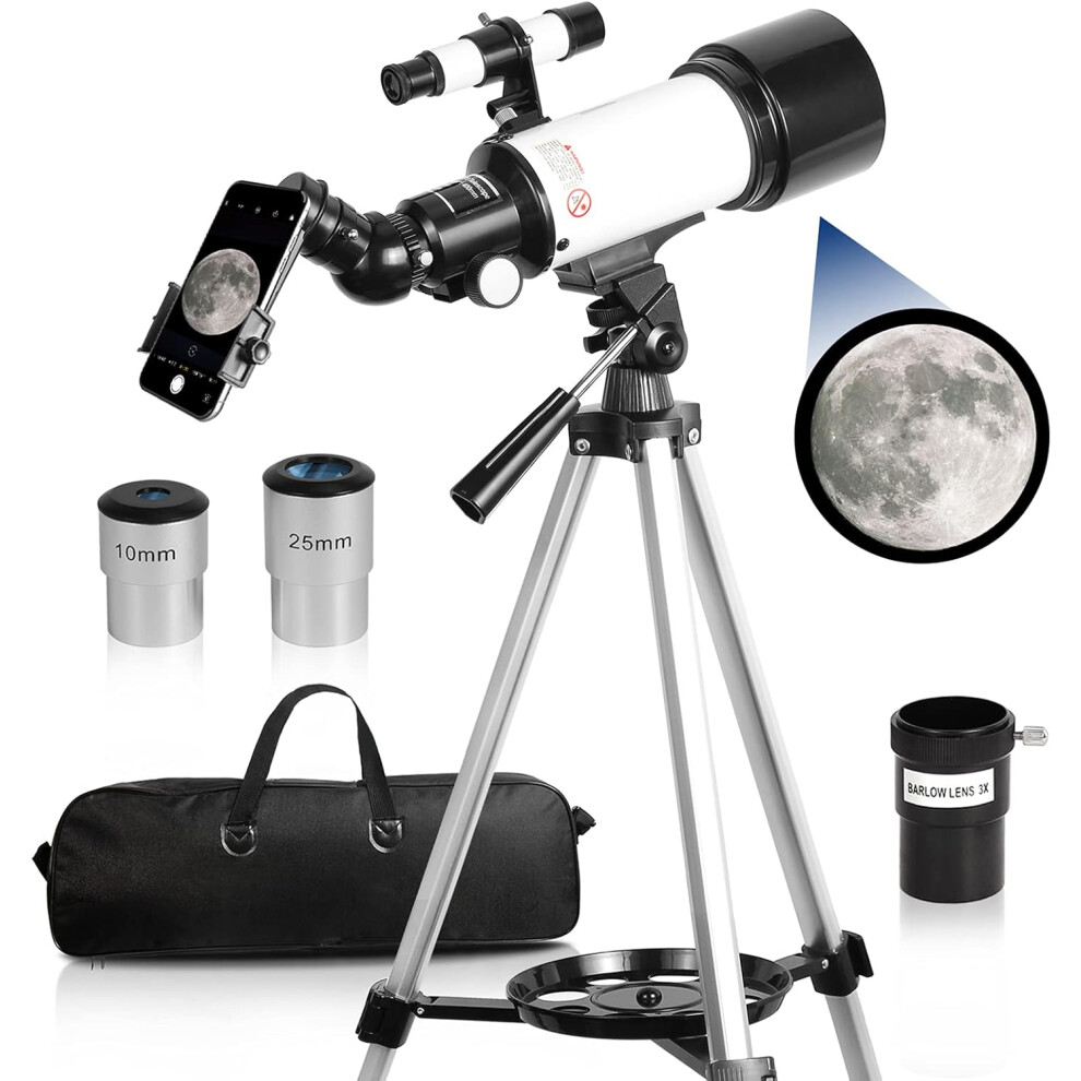 Telescopes For Adult,70Mm Aperture 400Mm Az Mount, Telescope For Kids Beginner, Professional Astronomy Refractor Telescope 779747124293