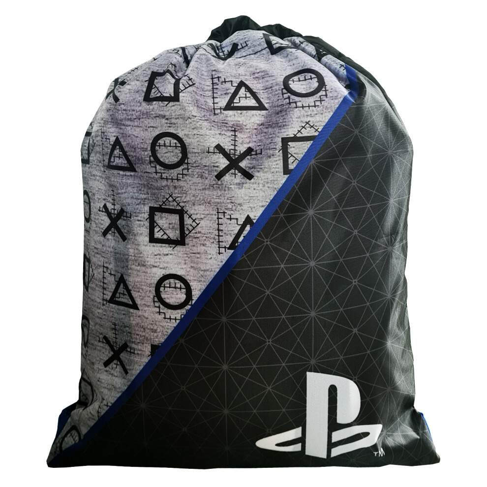 Playstation Drawstring Bag P.E. Gym School Swimming Sport Grey Black