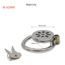 (Ring 45mm) Smaker Handwork Stainless Steel Chastity Lock Penis Cage with Silicone Tube and Clamp Ring for Male Primary Metal Bondage