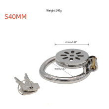 (Ring 40mm) Smaker Handwork Stainless Steel Chastity Lock Penis Cage with Silicone Tube and Clamp Ring for Male Primary Metal Bondage