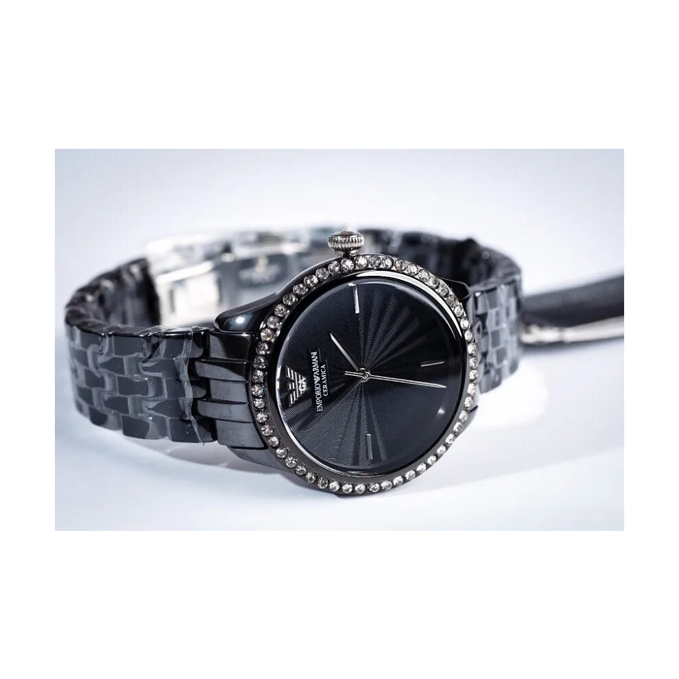 Emporio Armani Women's Watch AR1478 Black Ceramic Bracelet Black Dial