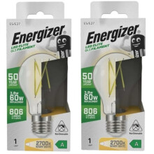 Energizer A Rated LED Elite GLS E27 806lm 3.8W 2700K Warm White Pack of 2