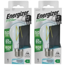 Energizer A Rated LED GLS E27 806lm 3.8W 6500K Daylight Pack of 2