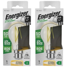Energizer A Rated LED GLS B22 806lm 3.8W 2700K Warm White Pack of 2