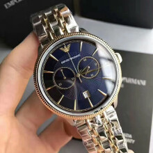 Emporio Armani AR1847 Silver & Gold Bracelet Blue Dial Silver Case