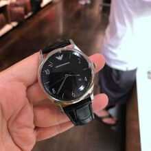 Emporio Armani Men's Watch Black Leather Strap Black Dial AR1865