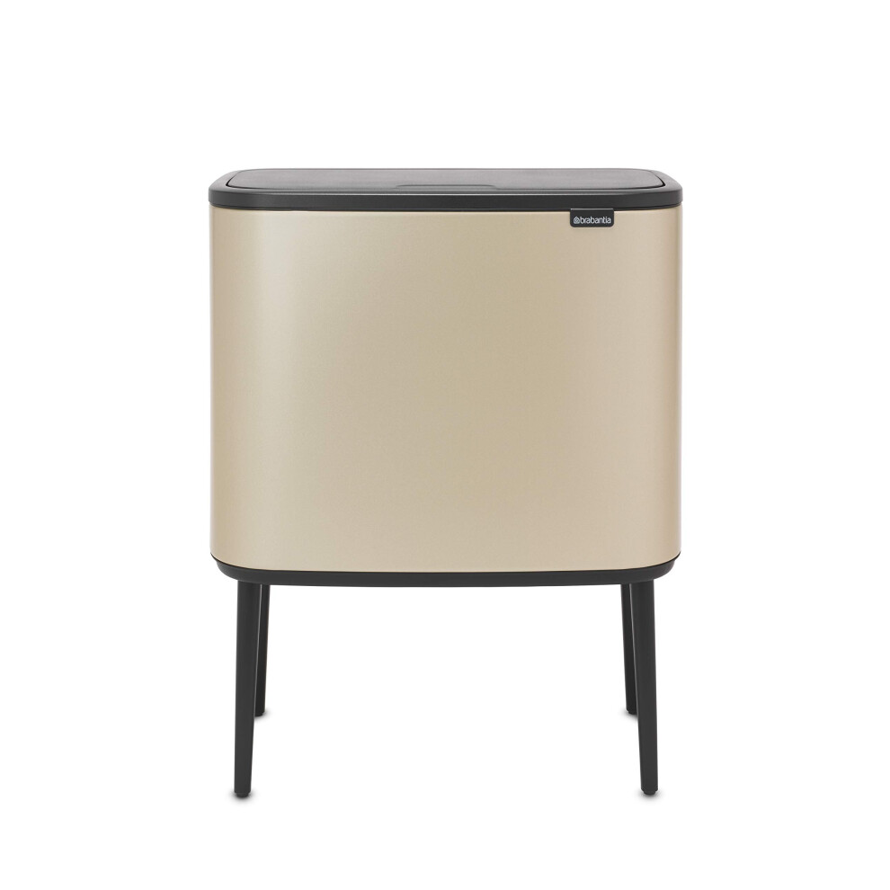 Brabantia Bo Touch Bin - 11 + 23L Inner Buckets (Champagne) Waste/Recycling Kitchen Bin - Soft-touch